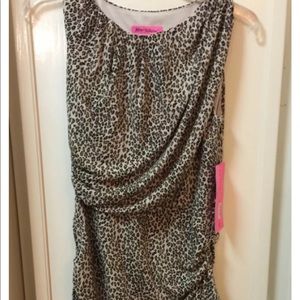 Betsey Johnson Leopard Animal Print Ruched Dress